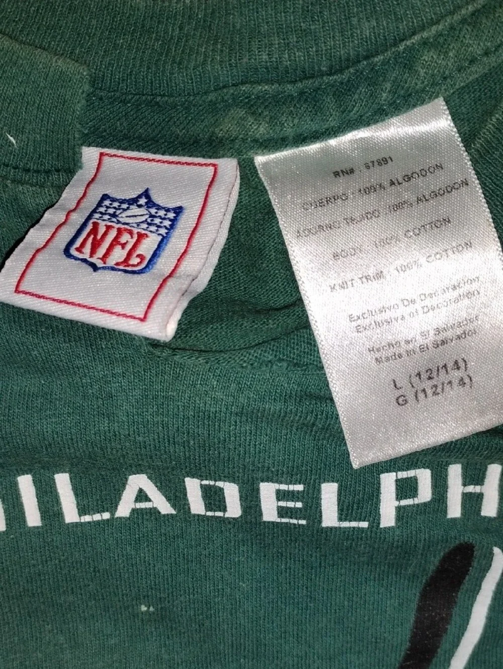 NFL Philadelphia Eagles Green Kids T-Shirt with White and Black Logo